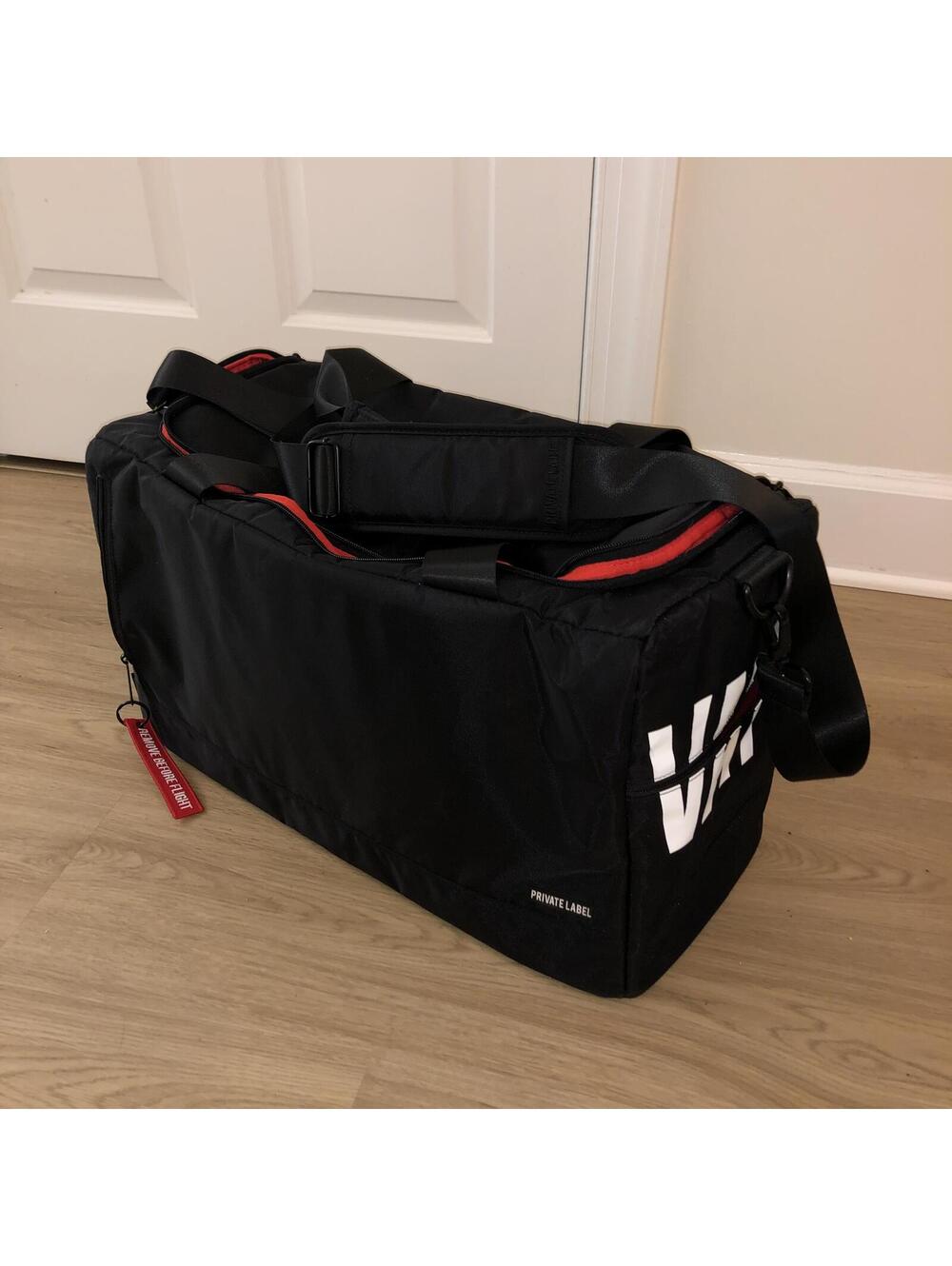 PRIVATE LABEL LIMITED EDITION DUFFLE TRAVEL GYM LUGGAGE BAG BLACK RED